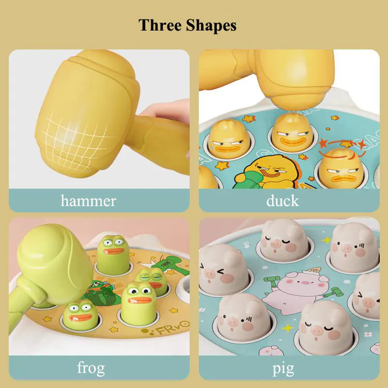 Duck/Frog/Pig Baby Toy Montessori Learning Game Educational Puzzle Gift for 12 24 Months Toddler Boy/Girl with Hammer Quick Pick Grocers