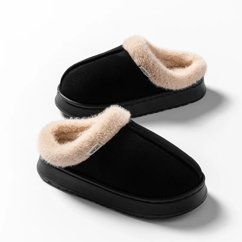 Fashion Women Fluffy Slippers for Autumn and Winter Indoor EVA Thick Sole Anti-Slip and Warm Unisex Slippers for Winter Purest Peak