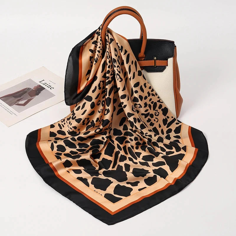 Luxury Print Satin Silk Square Scarf for Women Shawl Hijab Neckerchief Female Hair Ribbon Headband Fashion Wrap Bandana 2023 New Econic Blanks