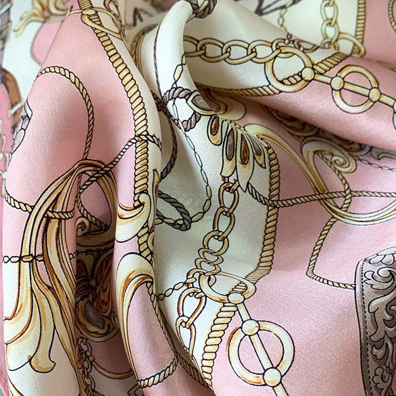 90*90cm Square Silk Scarves Women Hijab Shawls Fashion Print Kerchief Femme Head Scarf Foulard Bandana Beach Pareo Quick Pick Grocers