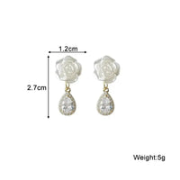 Pure White Women's Dangle Earrings Blooming Flower Acrylic Enamel Butterfly Imitation Pearl Heart Hanging Earrings Elegant brinc Econic Blanks