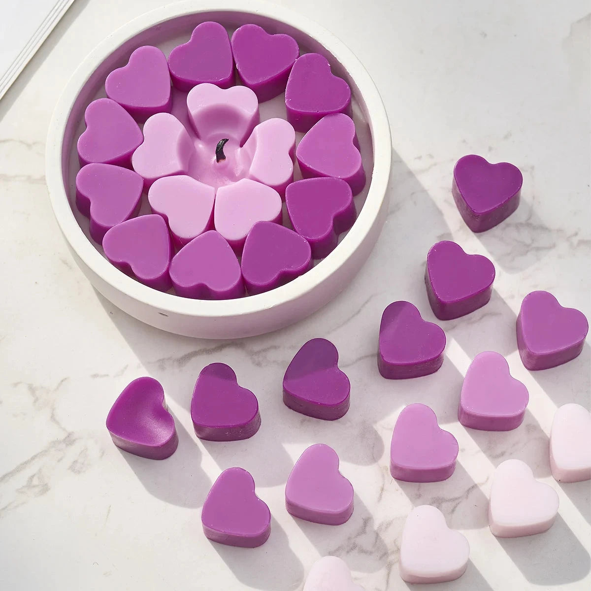 55 Compartment Heart Silicone Candle Mold Valentine's Day Candles Making Kit DIY Love Cake Chocolate Baking Mould Party Gifts Econic Blanks
