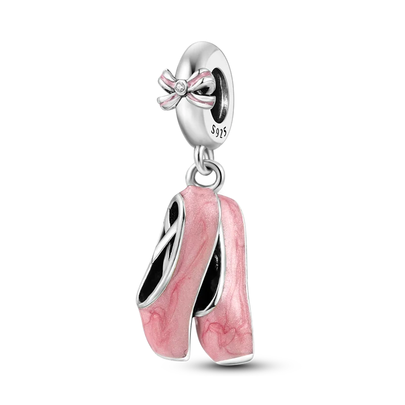 2025 Hot Sale Charms Bead 925 Sterling Silver Pink Butterfly Luminous Firefly Dangle Fit Bangle Bracelet Necklace DIY Jewelry Econic Blanks