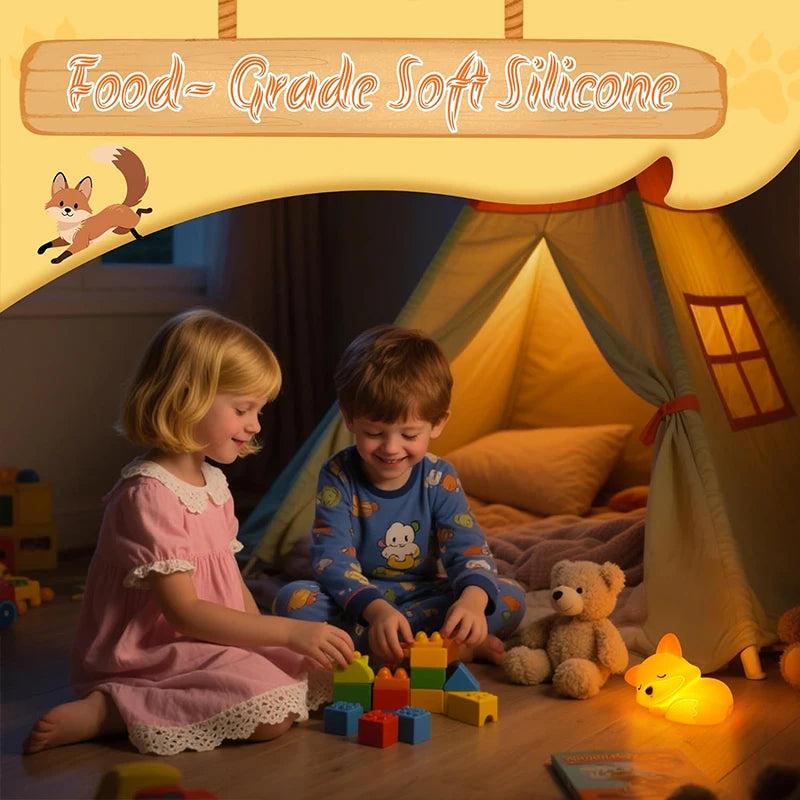 Fox Night Light, Squishy Silicone Lamp Novelty Gifts, Rechargeable Dimmable Timer Bedside Touch Nightlight for Breastfeeding Quick Pick Grocers