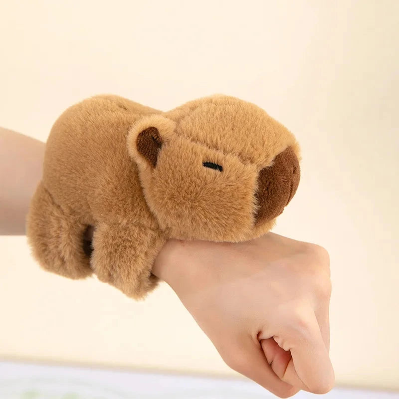 Lovely Capybara Animal Slap Snap Wrap Wristband Bracelet Plush Stuffed Animal Kawaii Capybara Hand Ring Wristband Kid Funny Toys Econic Blanks
