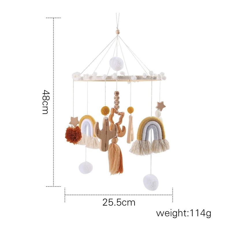 Baby Wooden Bed Bell Cartoon Rabbit Mobile Hanging Rattles Toy Hanger Crib Mobile Bed Bell Wood Toy Holder Arm Bracket Kid Gifts Purest Peak