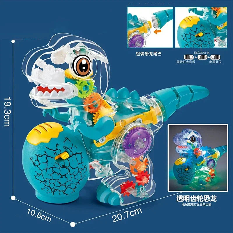 Light Up Transparent Gears Police Car Toy for Kids Bump and Go Toy Car for Boys Girl Educational Baby Toys Car Music LED Effects Quick Pick Grocers