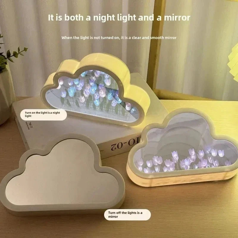 Tulip Cloud Sea of Flowers Handmade Night Light Creative Light Atmosphere Light Transparent Qixi Lovers Gift Desktop Decoration Econic Blanks