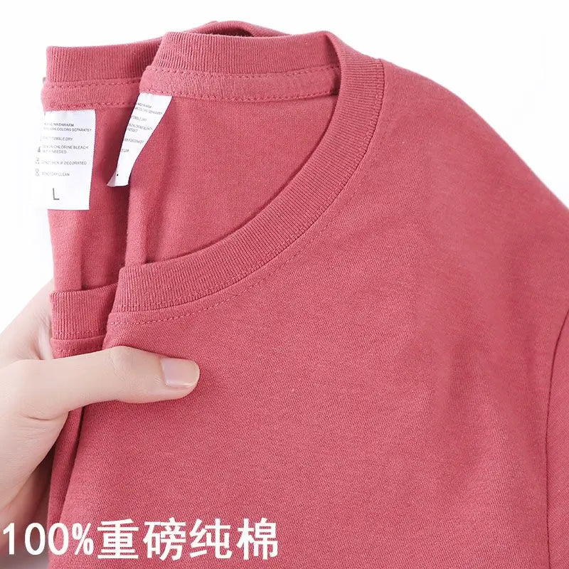 100% Cotton T-shirt Men Women Solid Color O Neck Short-sleeved Tops Summer Korean Loose Half-sleeve T Shirt Unisex M-4XL Quick Pick Grocers