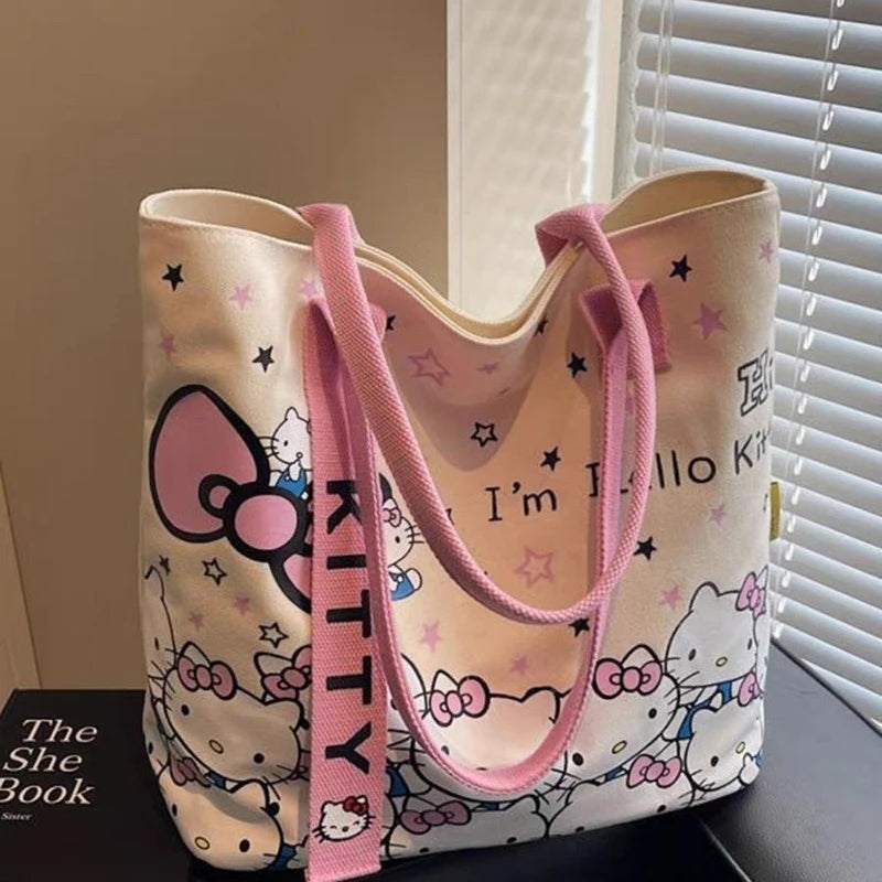 Sanrio Hello Kitty Large Capacity Shoulder Bag Cartoon Kt Cat Handbag Y2K Backpack Schoolbag Holiday Birthday Halloween Gifts Quick Pick Grocers