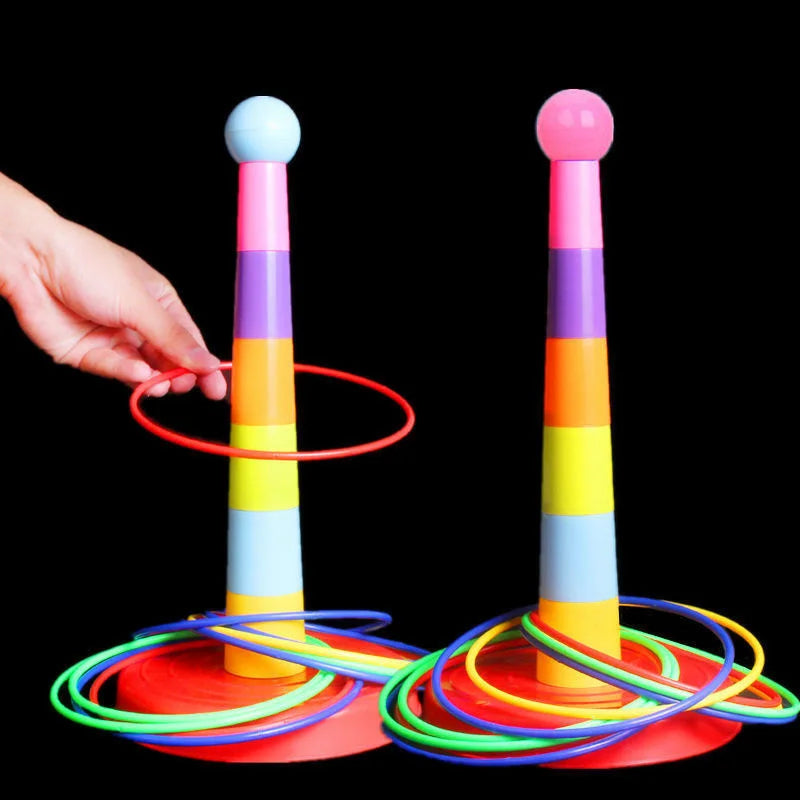 Children Throw Circle Game Ferrule Stacked Toys Fun Indoor Outdoor Parent-Child Interactive Circle Layers Early Education Gift Quick Pick Grocers
