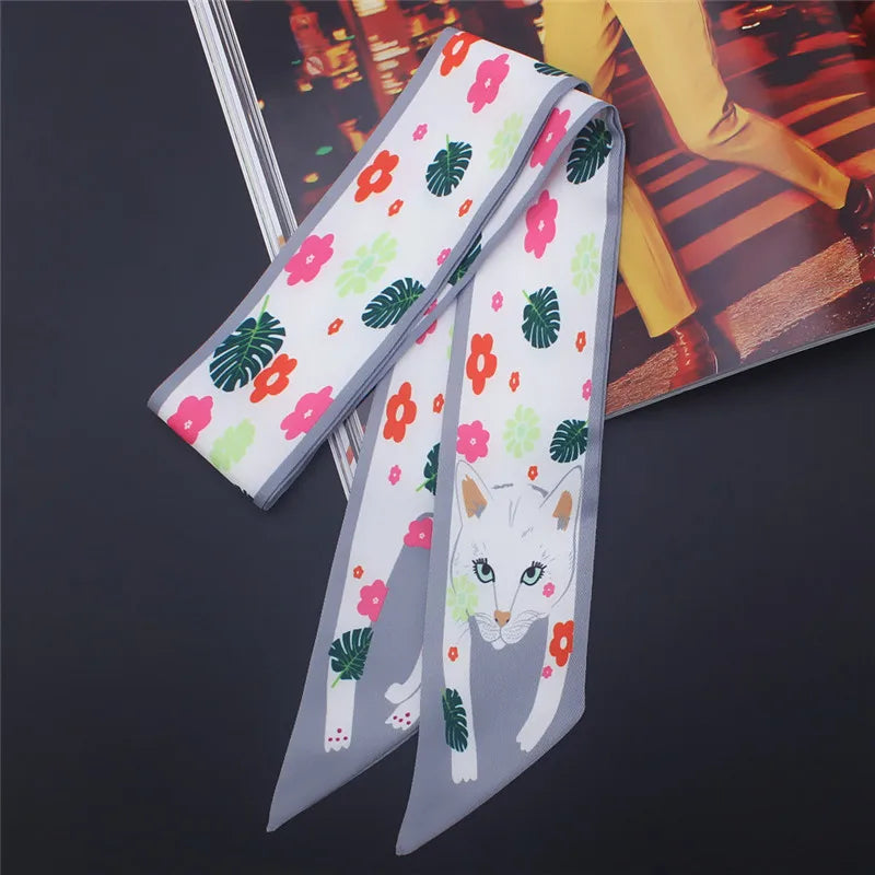 17 Colors Animal Print 2024 New Bag Skinny Silk Scarf For Women Luxury Brand Foulard Women Tie Fashion Head Scarves For Ladies Quick Pick Grocers