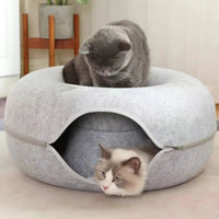 B-Tunnel Donut Cat Bed Interactive Tunnel Pet Felt Indoor Toys Cats House Kitten Training Toy Cat Kennel Cat Accessories Quick Pick Grocers