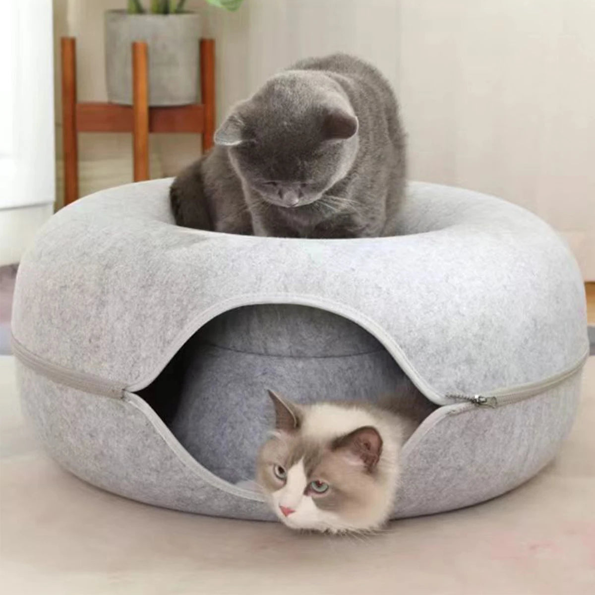 B-Tunnel Donut Cat Bed Interactive Tunnel Pet Felt Indoor Toys Cats House Kitten Training Toy Cat Kennel Cat Accessories Quick Pick Grocers