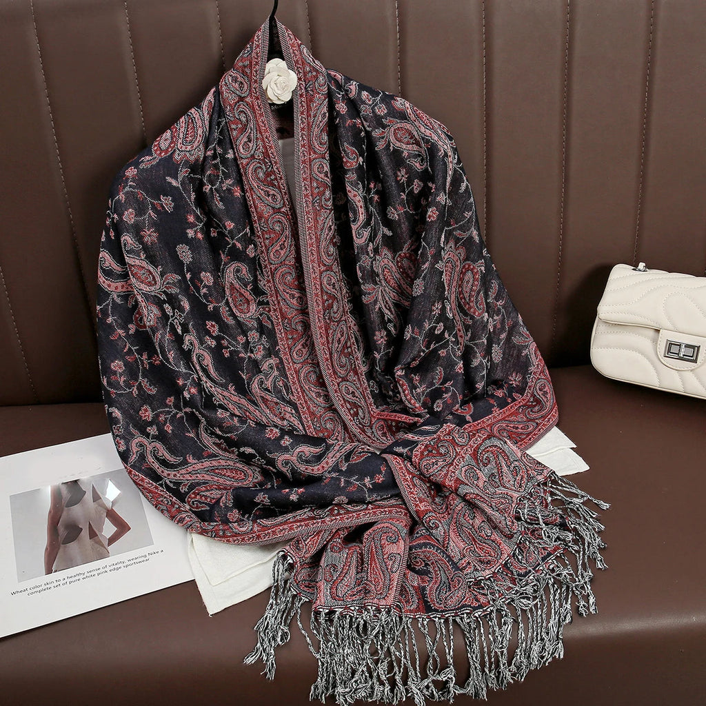 Luxury Brand Autumn Cashmere Pashmina Shawl Lady Wrap Warm Winter Scarves Design Print Female Foulard Cotton Stoles Scarf 2023 Quick Pick Grocers