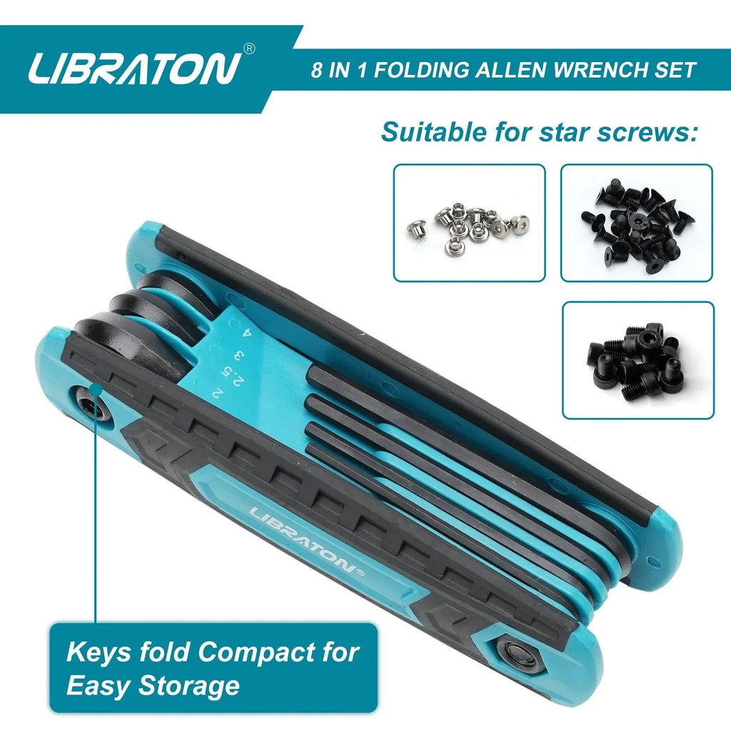 LIBRATON 8 in 1 Folding Allen Wrench Set Metric Allen Key Set Tool Or Folding Tamper Proof Torx Key Set Portable Star Wrench Kit Quick Pick Grocers