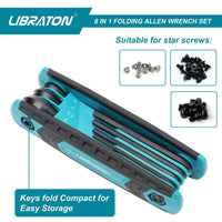 LIBRATON 8 in 1 Folding Allen Wrench Set Metric Allen Key Set Tool Or Folding Tamper Proof Torx Key Set Portable Star Wrench Kit Quick Pick Grocers