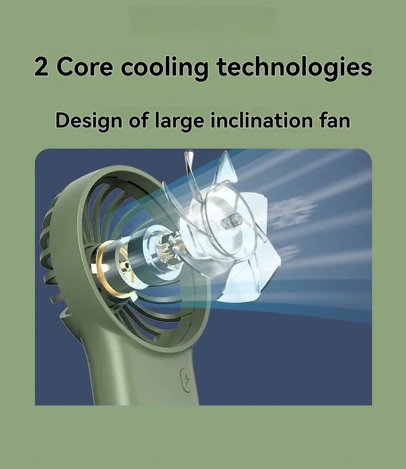 Cartoon Foldable Mini Fan USB Rechargeable Handheld Desktop Fan with Hook Portable Cooling Fan for Outdoor Travel Home Office Quick Pick Grocers