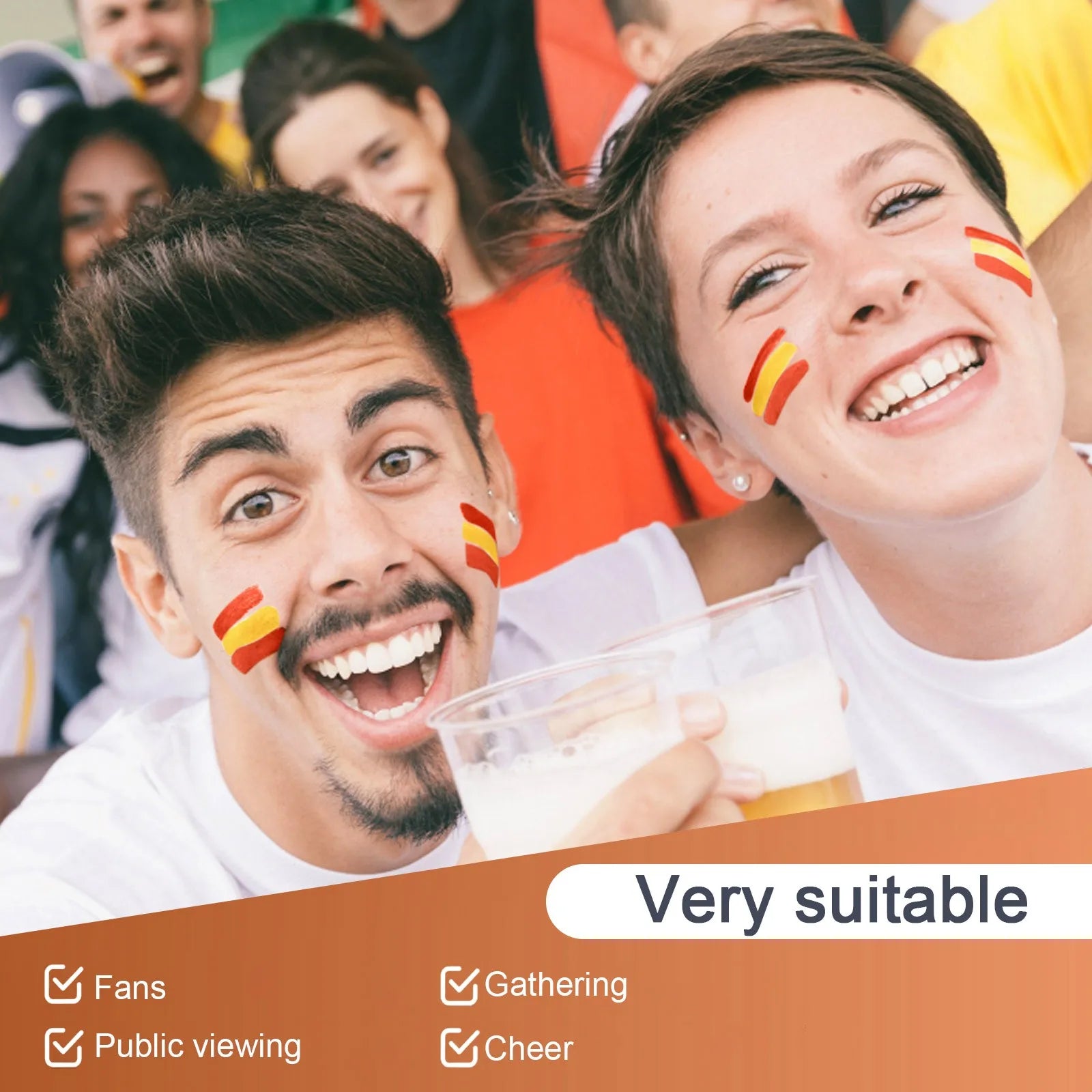 Country Flag Face Paint Stick Stripe Football Fan Brush Stick Face & Body Paint Football Game Cheering Cheerleading Decoration Quick Pick Grocers