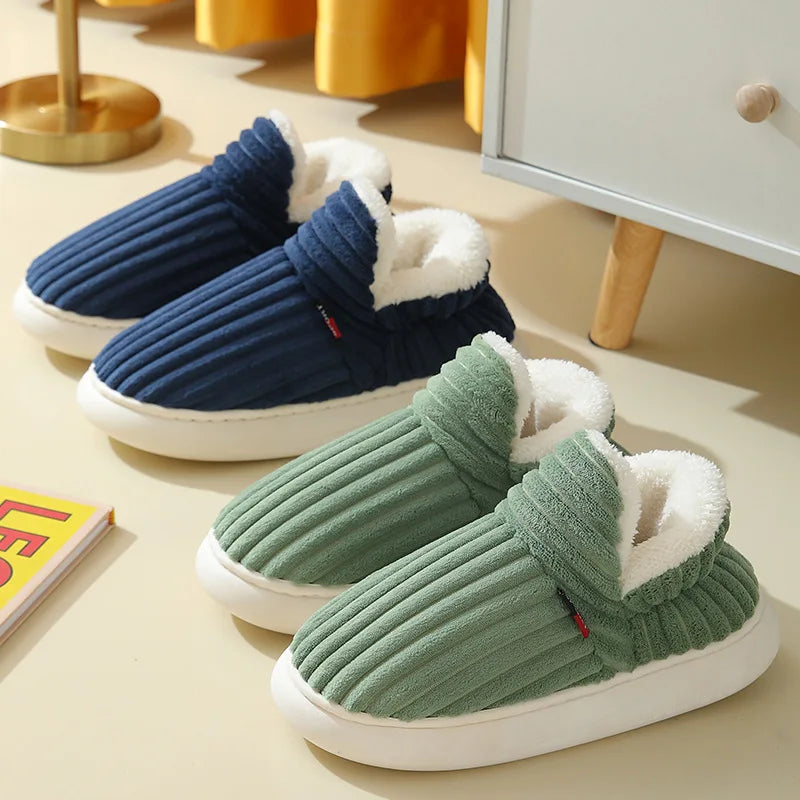 Shevalues Winter Men Slippers Short Plush Men Cotton Boots Indoor Fluffy House Fur Slippers Men Casual Soft Fur Furry Men Shoes Purest Peak