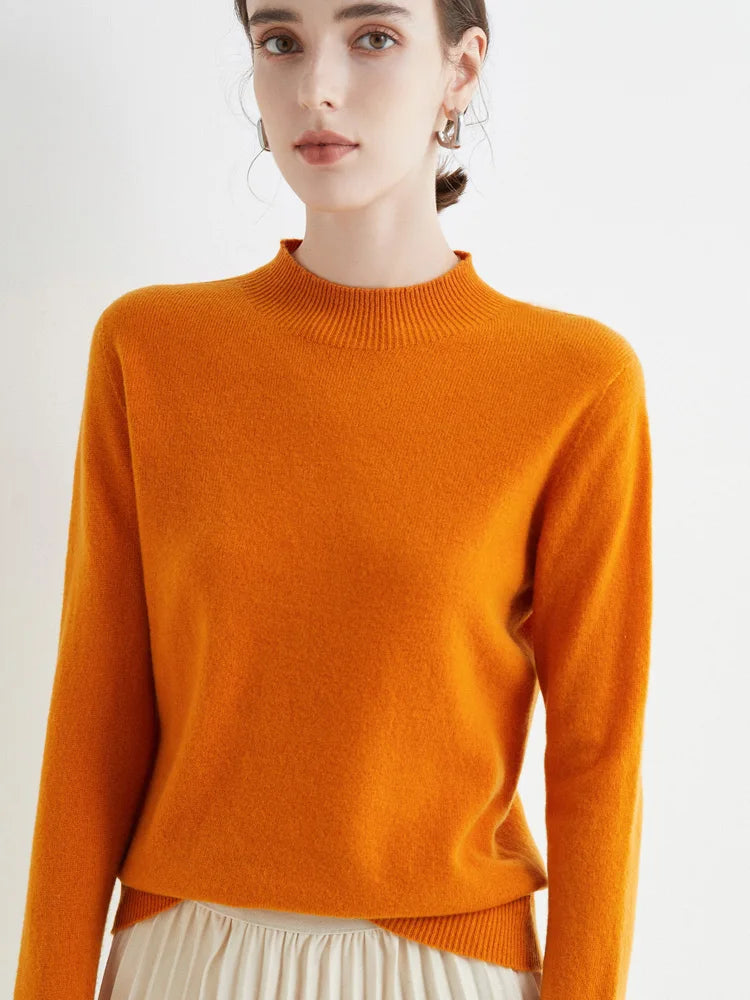 AOSSVIAO 2026 Autumn Winter Solid Mock-neck Pullover Sweater For Women Casual Knitwear Female Clothing Basic Soft Tops Quick Pick Grocers