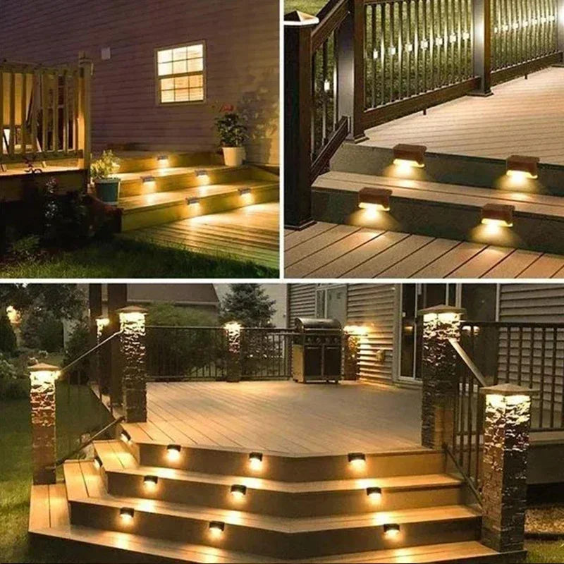 32/24/16/12/8/4Pcs Solar Deck Lights Outdoor Waterproof LED Fence Lights Garden Step Lamp for Patio Stairs Railing Pathway Step Quick Pick Grocers