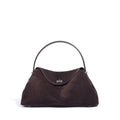 2026 Autumn Winter All-match Bowling Tote All-match Matte Suede Cowhide Leather Women Shoulder Bag Coffee Purple Noble Handbag Quick Pick Grocers
