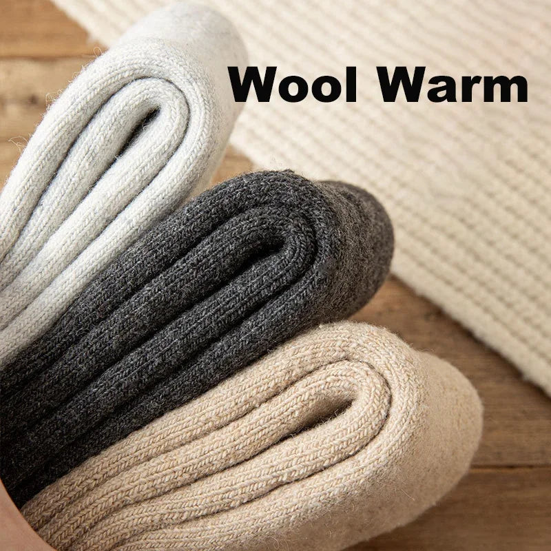 3 Pairs Men Women Wool Socks Couples Solid Winter Snow Chrismas Gift Thermal Cashmere Marino Thickened Fleece Terry Loop socks Quick Pick Grocers