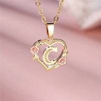 Female A-Z Letter Flower Pendant Necklace Yellow Gold Color Wedding Jewelry Gift For Women Quick Pick Grocers