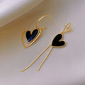 Korean Asymmetric Hollow Black Heart Dangle Earrings For Women Temperament Exaggerated Love Heart Drop Earrings Wedding Jewelry Econic Blanks