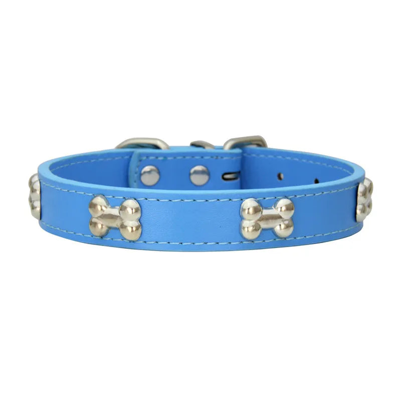 Bone Leather Durable Pet Dog Collars Puppy Pug Collars for Small Large Dog Chihuahua Cat Accessories Pet Collar for Small Dogs Quick Pick Grocers