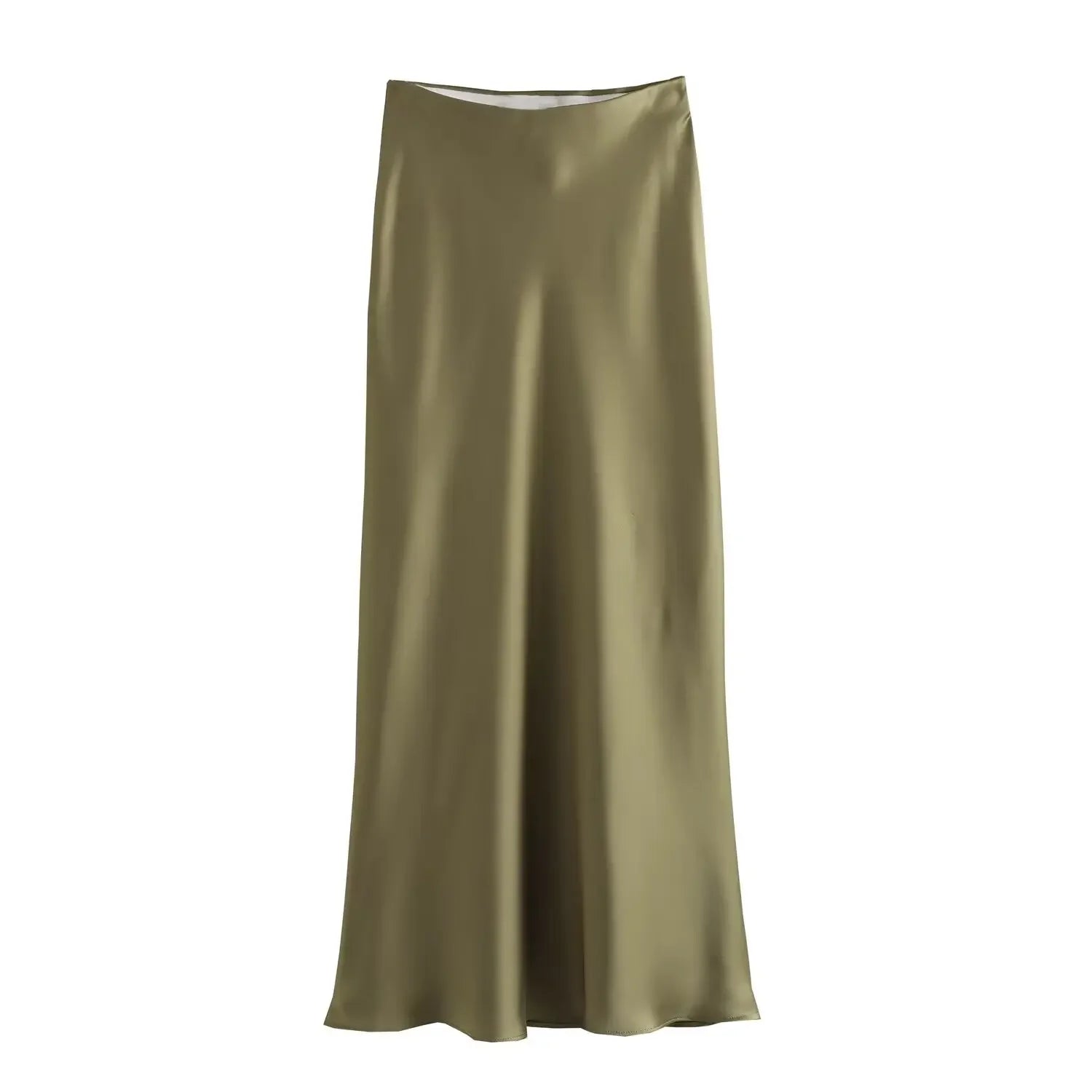 Willshela 2024 Black Satin Skirt Woman High Waist Elegant Long Skirts For Women Fashion Summer Midi Skirt Office Women's Skirts Quick Pick Grocers