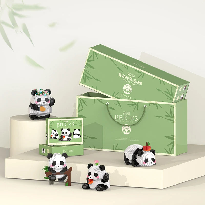 Creative DIY Assemable Animal Cute MINI Chinese Style Animal Panda Building Block Educational Boy Toys For Children Model Bricks Purest Peak Salt