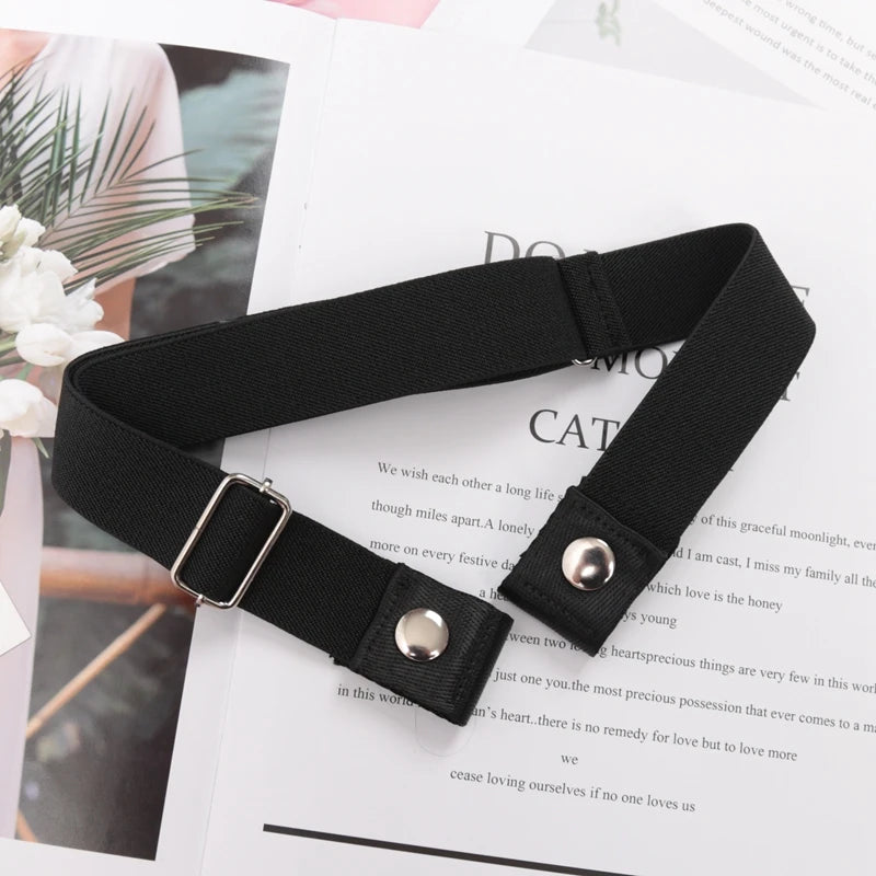 Elastic Belt Without Buckle Canvas Women Buckle Free Belt Ladies Jeans Pants Waist Lazy Belt Stretch No Buckle Invisible Belt Quick Pick Grocers