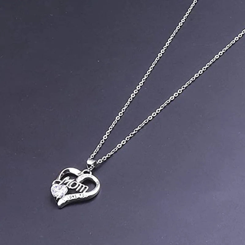 Huitan Silver Color Heart Pendant Necklace Female Anniversary Party Bright Zirconia Accessories Delicate Mom's Day Gift Jewelry Quick Pick Grocers
