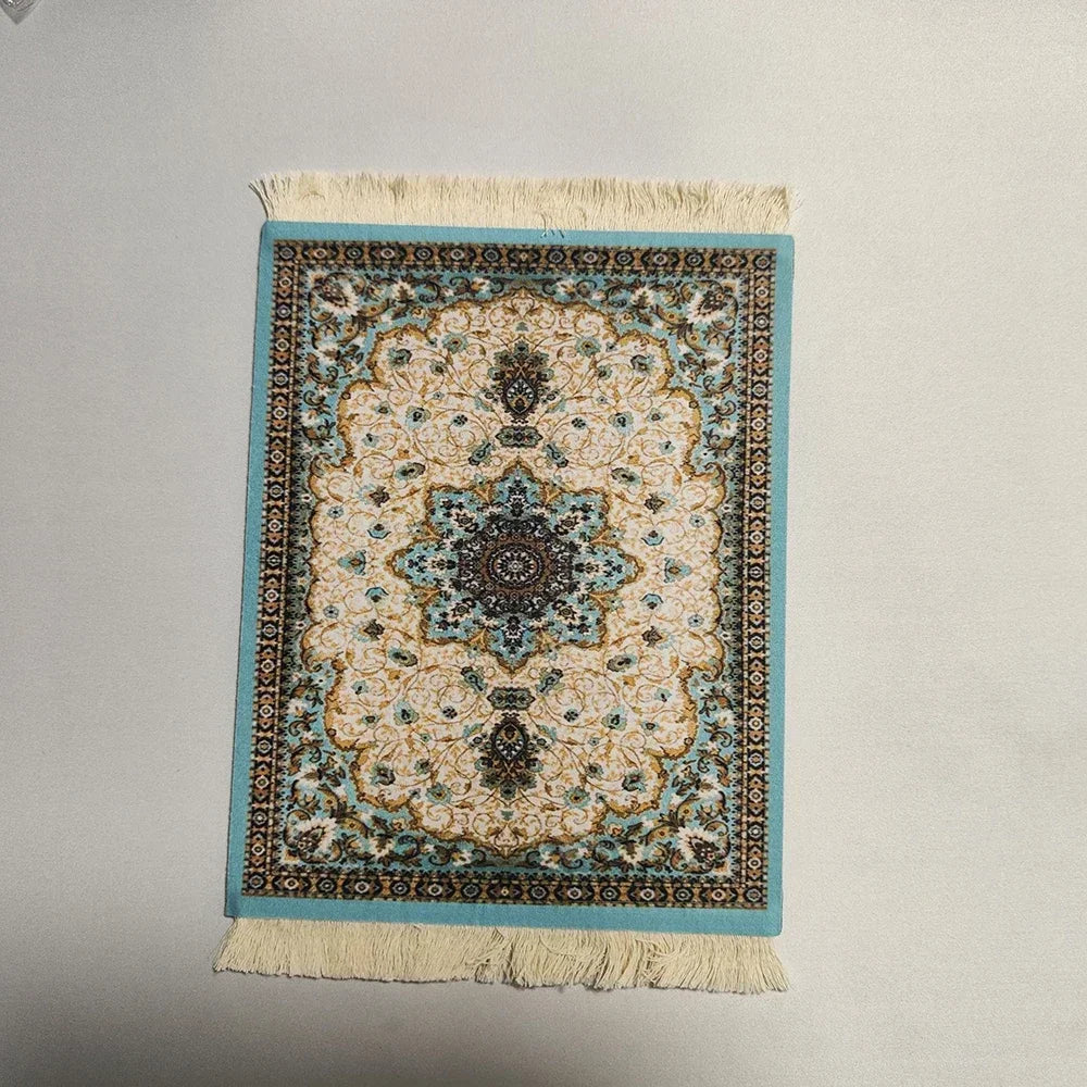 Woven flower Persian carpet small coaster wholesale merchants cheap mouse pad desk mat retro style rubber non-slip computer mats Quick Pick Grocers