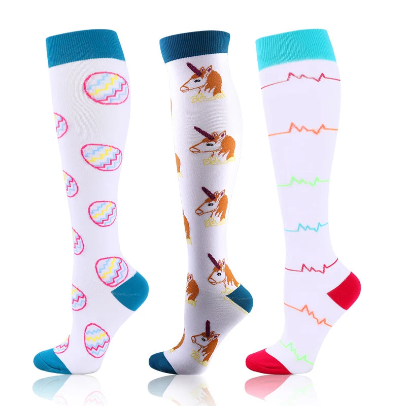 58 Styles 3 Pairs/Pack Compression Socks Knee High 30MmHg  Women Men Sports Socks Edema Diabetes Varicose Veins Running Socks Quick Pick Grocers
