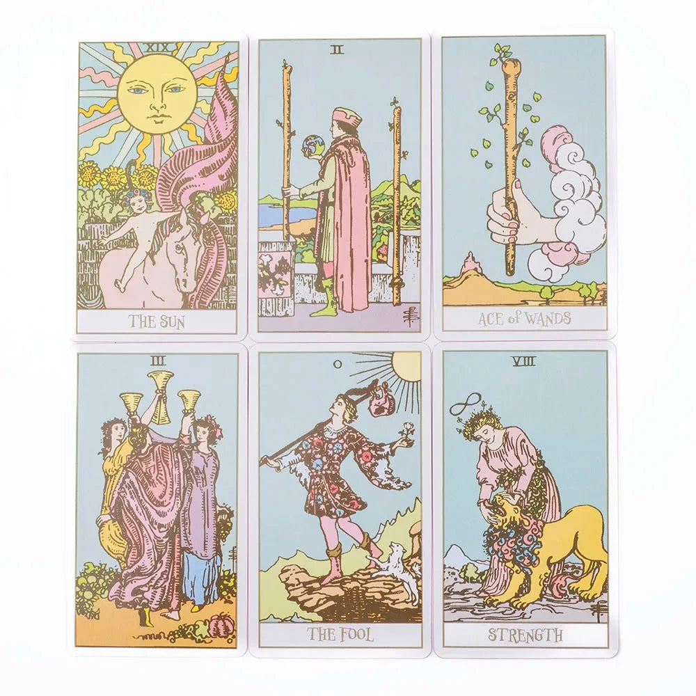 Pink Border Tarot Card Deck with Guidebook 78Pcs English Version Family Gathering Divination Deck Board Game Cards 10.3*6cm Econic Blanks