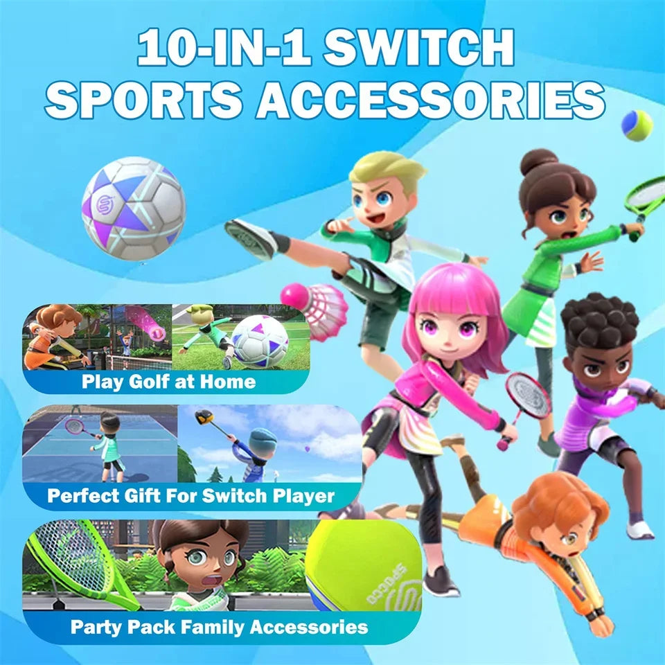 10 in 1 Switch Sports Accessories Bundle for Nintendo Switch Oled Game Sports Accessories Kit with Golf Clubs Golf Clubs Quick Pick Grocers