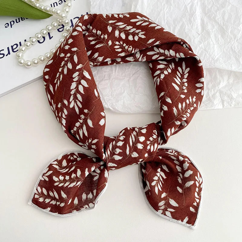 55cm Laies Headband Cotton Linen Square Scarf Women Korean College Girls Fashion Spring Autumn New Style Elegant Neck Scarves Quick Pick Grocers