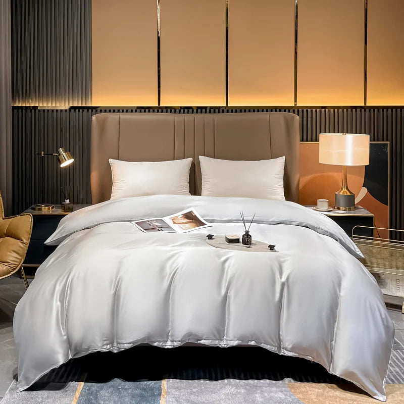 Natural Mulberry Silk Duvet Cover Comfortable Solid Color Quilt Cover Single Double King Size Comforter Cover Soft Skin Friendly Quick Pick Grocers