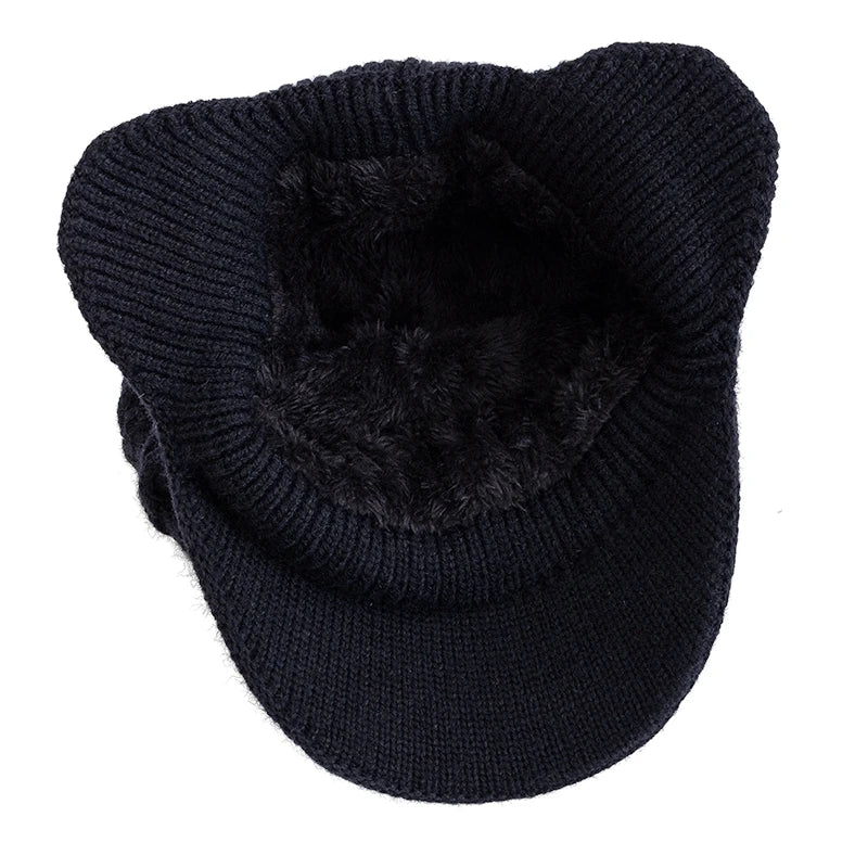 New Unisex Winter Hat Plush Fur Lined Warm Earflap Cap Stylish Soft Beanie Hat  Outdoor Thick Ski Sports Knitted Hat Purest Peak