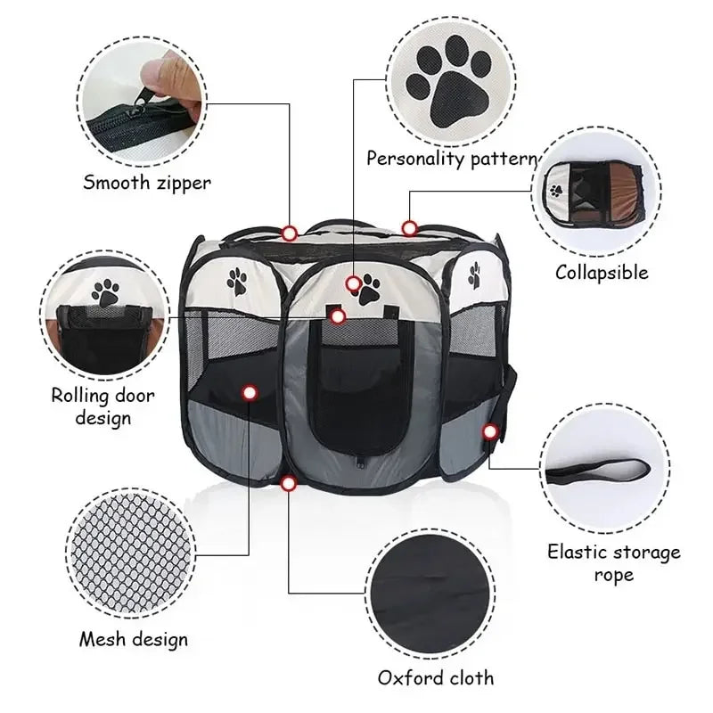 Portable Foldable Pet Tent Kennel Octagonal Fence Puppy Shelter Easy To Use Outdoor Easy Operation Large Dog Cages Cat Fences Quick Pick Grocers