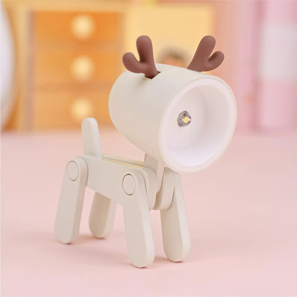LED Night Light Mini Folding Desk Lamp Cute Pet Lights Dog Deer Portable Night Light Student Living Room Decor Gift Quick Pick Grocers