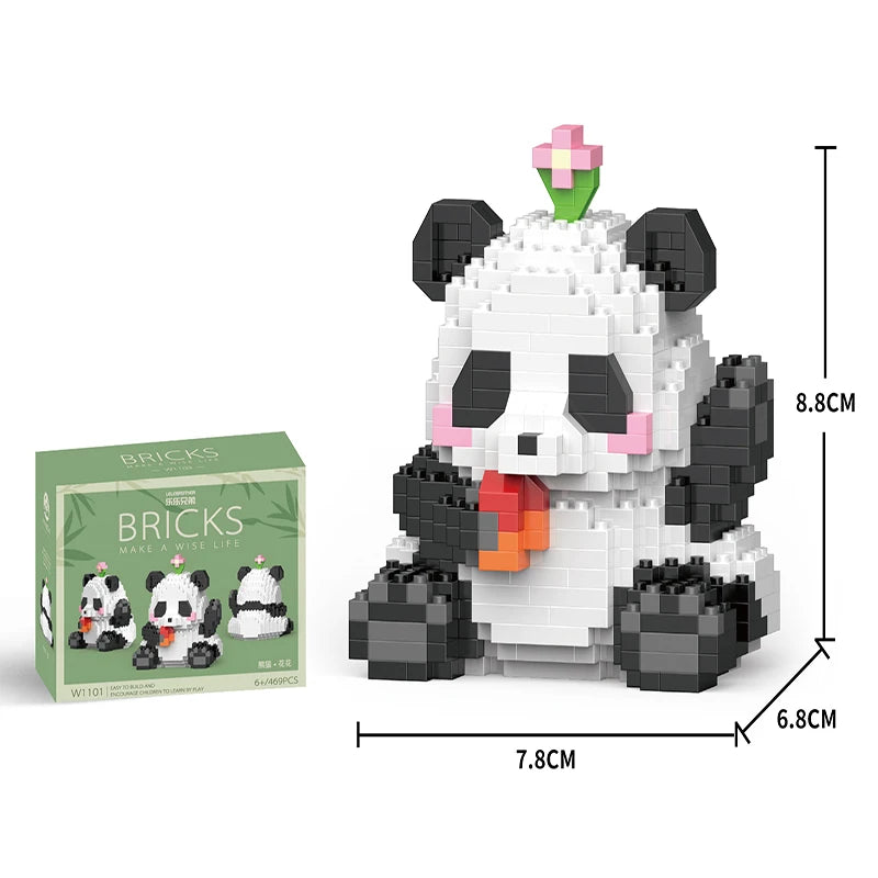 Creative DIY Assemable Animal Cute MINI Chinese Style Animal Panda Building Block Educational Boy Toys For Children Model Bricks Purest Peak Salt