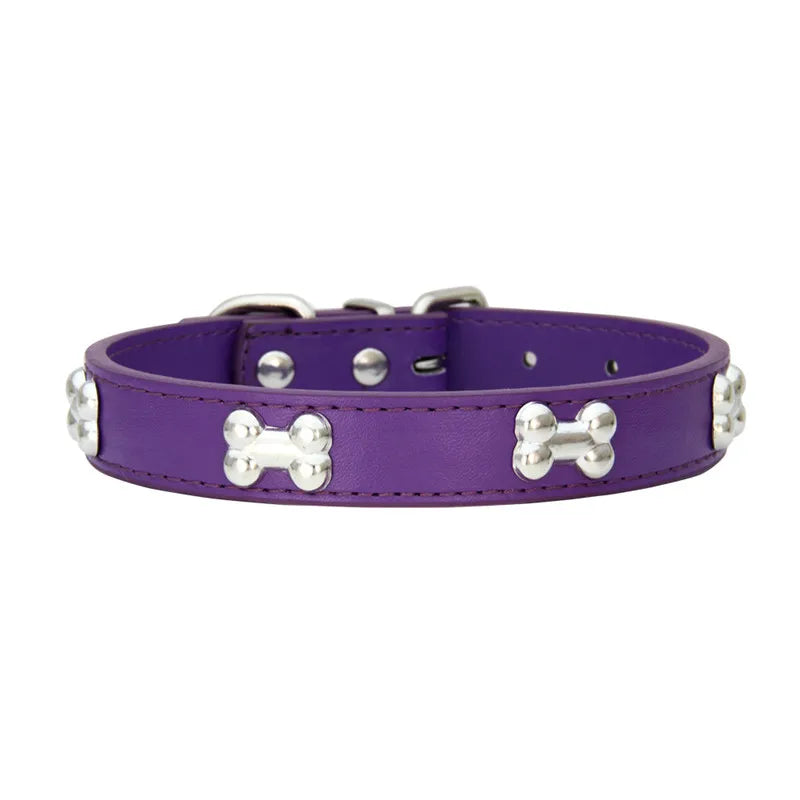 Bone Leather Durable Pet Dog Collars Puppy Pug Collars for Small Large Dog Chihuahua Cat Accessories Pet Collar for Small Dogs Quick Pick Grocers