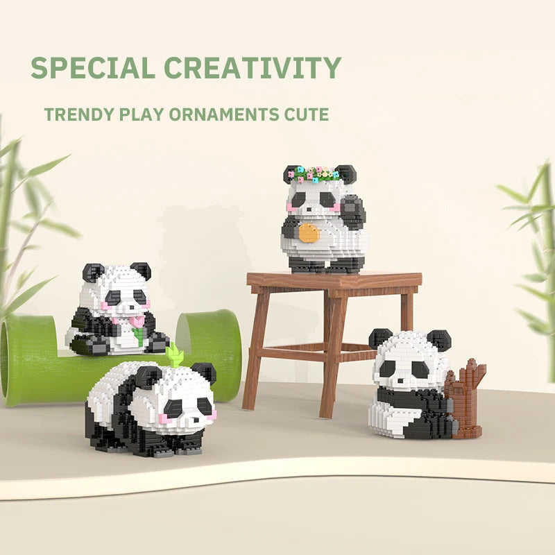 Creative DIY Assemable Animal Cute MINI Chinese Style Animal Panda Building Block Educational Boy Toys For Children Model Bricks Purest Peak Salt