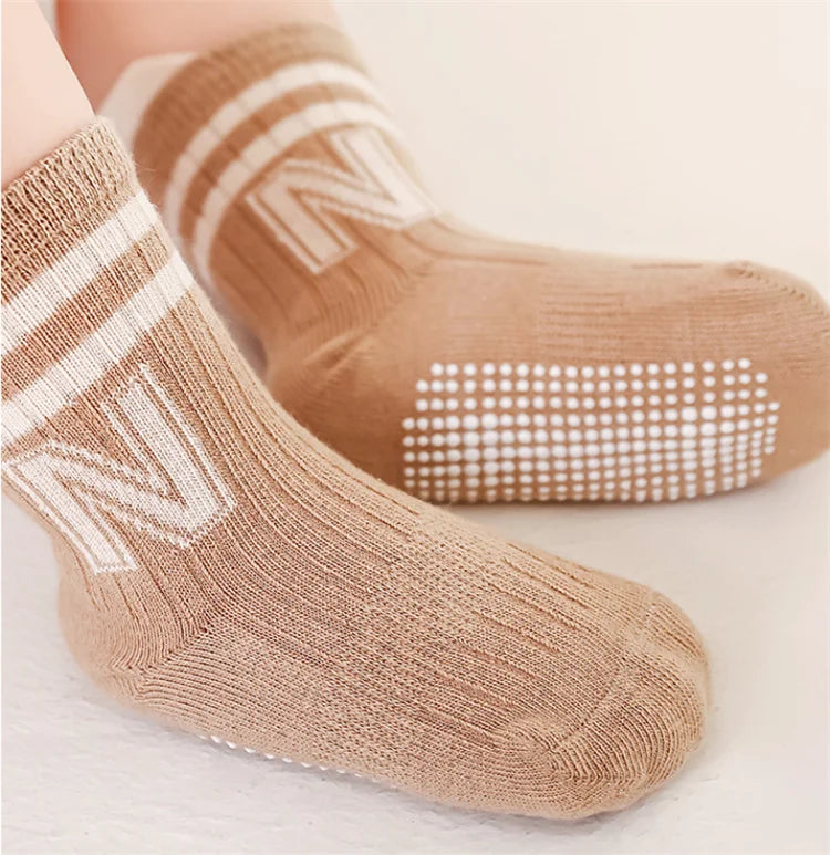 3Pairs/lot Children's Socks For Boys Girls Cotton Letter Kids Socks Casual Sport Girl Boy Toddler Baby Floor Short Sock Non-slip Quick Pick Grocers