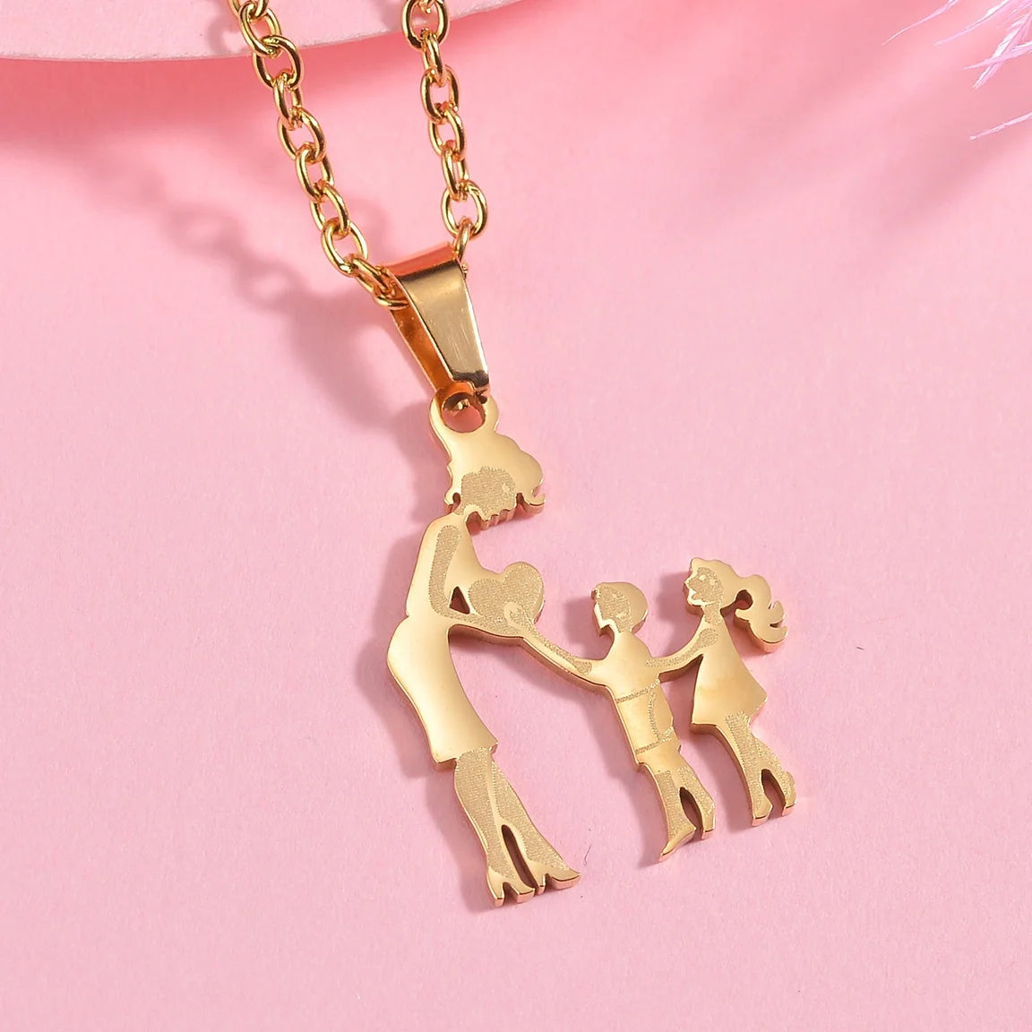 Girls Boy Children Stainless Steel Family Necklaces Mama Pendants Necklace Birthday Gifts For Women Jewelry Mother's Day Jewelry Quick Pick Grocers