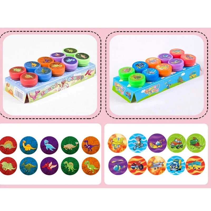 10pcs Assorted Stamps for Kids Self-ink Stamps Children Toy Stamps Smiley Face Seal Scrapbooking DIY Painting Photo Album Decor Econic Blanks